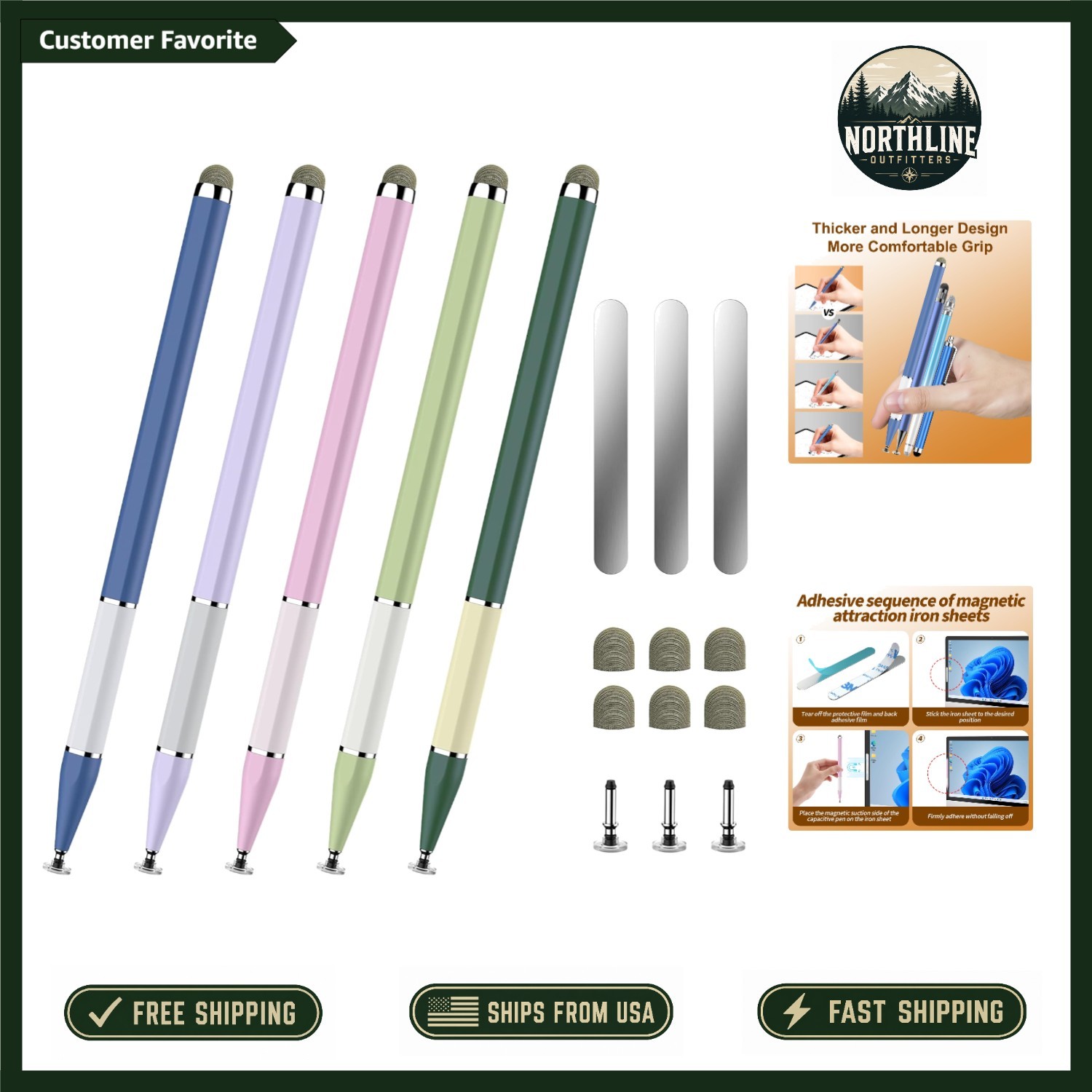 5 PCS 2-in-1 High Sensitivity Stylus Pen Set with Magnetic Attachment & Comfort
