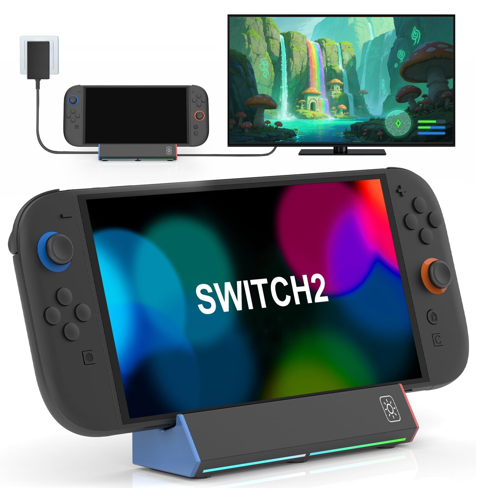 TV Dock Station for Nintendo Switch 2,Portable Charging Stand with 4K HDMI/ 2...
