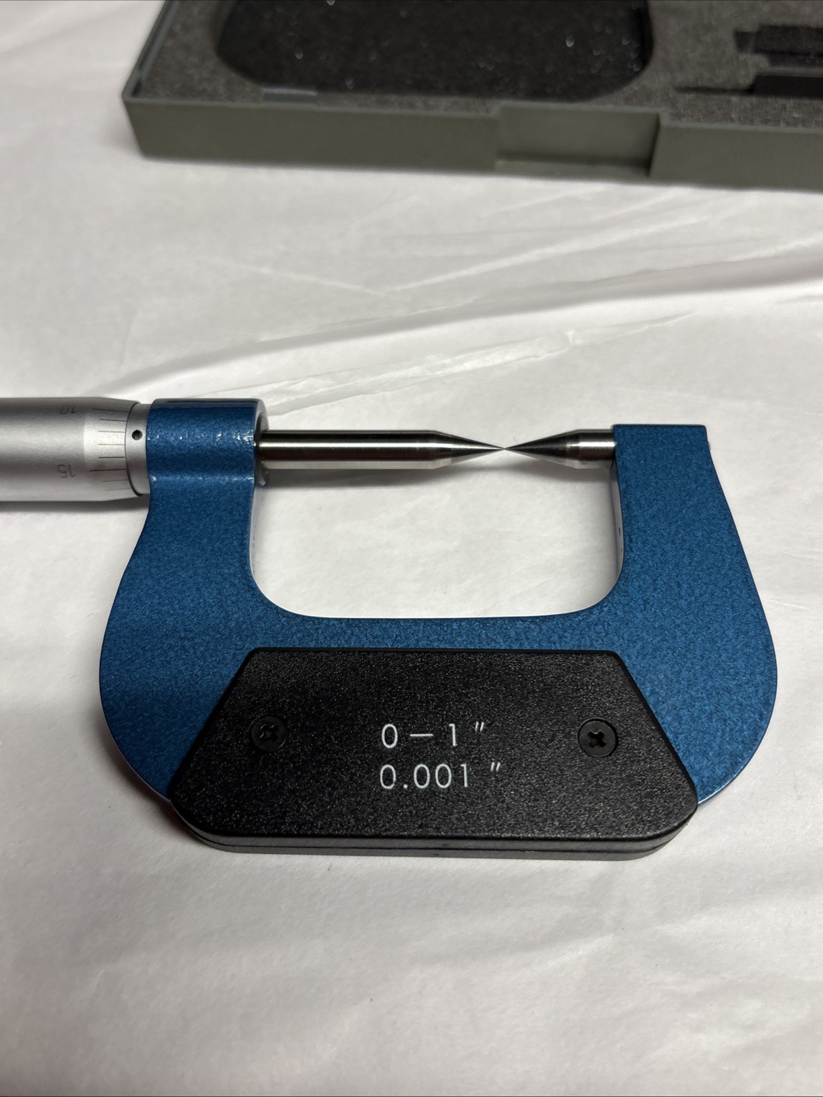 NULINE PRECISION 15° POINT MICROMETER 0-1" RANGE .001" GRADS W/case & Wrench