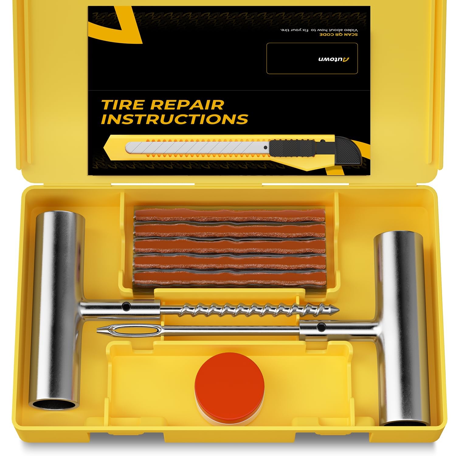 AUTOWN Tire Repair Kit with Plugs Fix Punctures  Plug Flats with Ease - Heavy