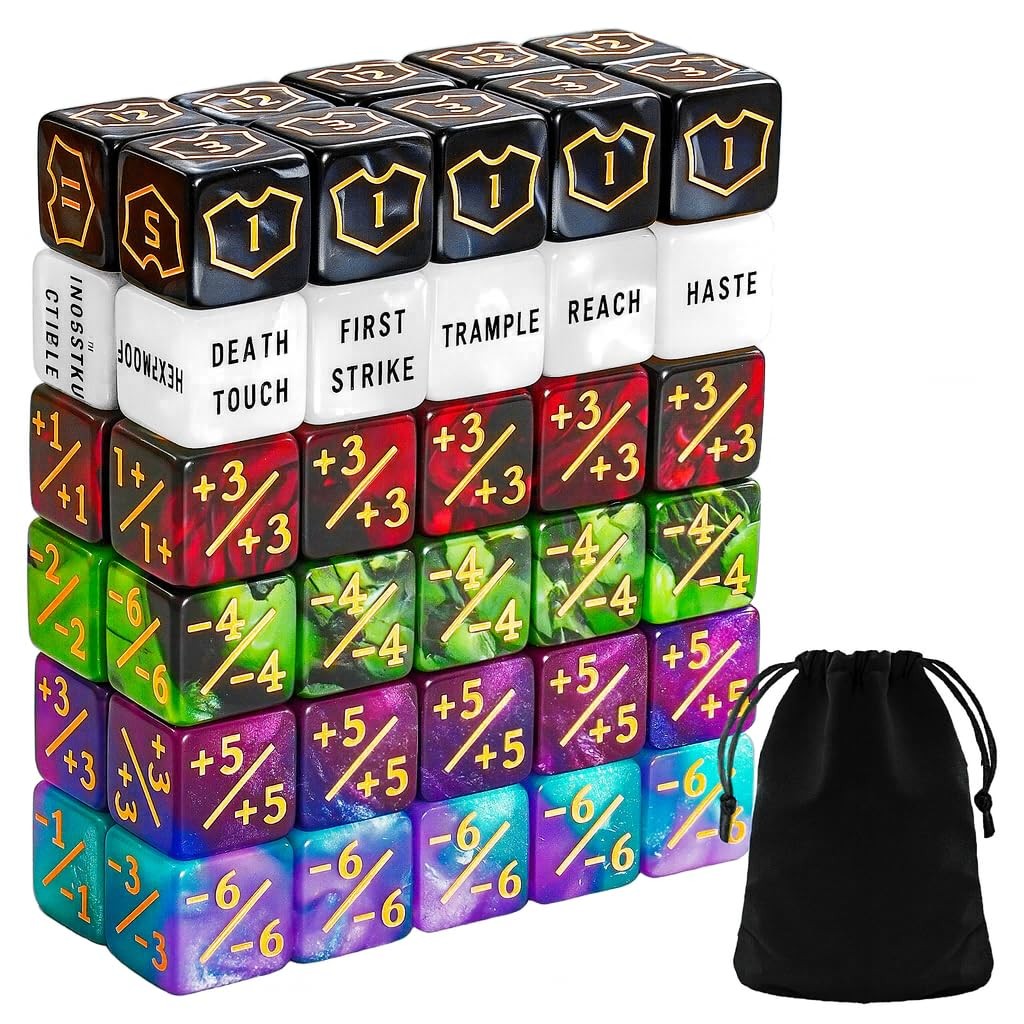 60 PCS MTG Dice Counters Keyword Counters Life Counter 1/+1 counters Commande...