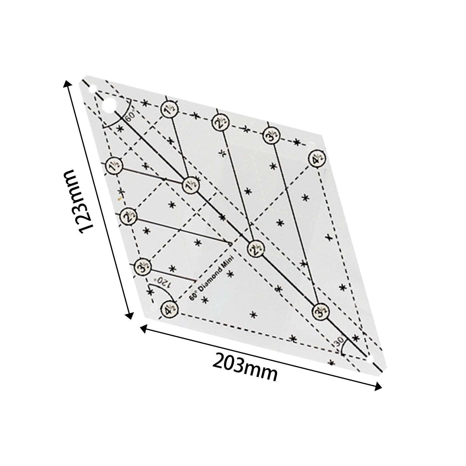 60 Degree Diamond Quilting Template Quilting Ruler Clear for Medium