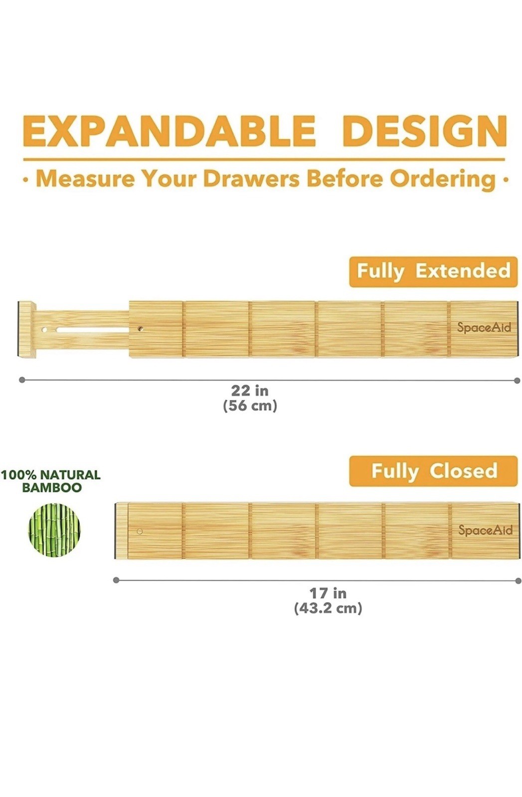 SpaceAid Bamboo Drawer Dividers Inserts Adjustable Expandable Perfect gift