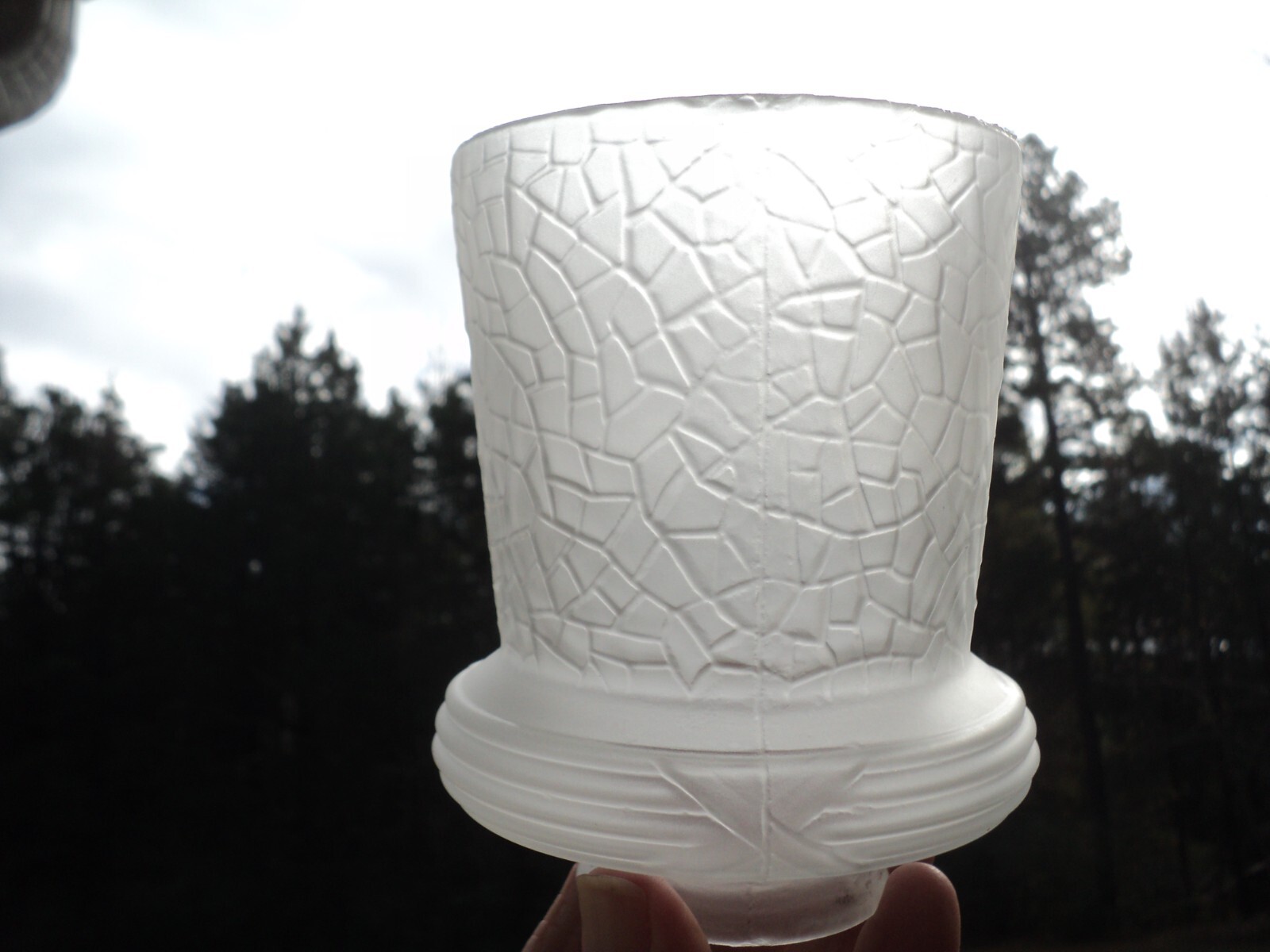 Vtg. frosted embossed lamp / light shade/globe - textured design