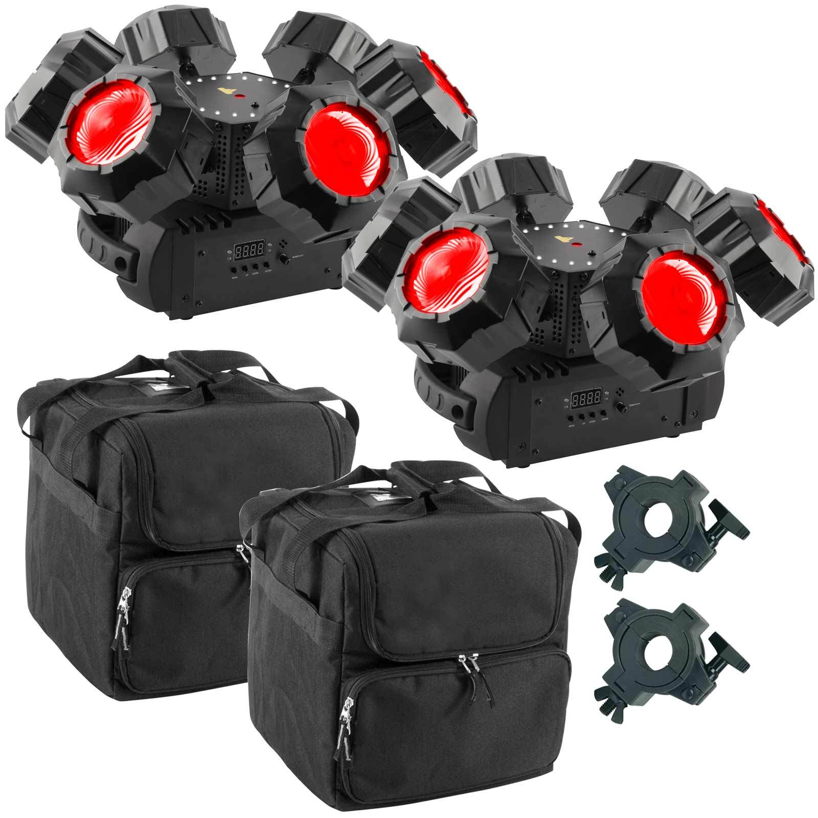 (2) Chauvet DJ Helicopter Q6 Rotating Multi-Effect Lights w Cary Cases Package