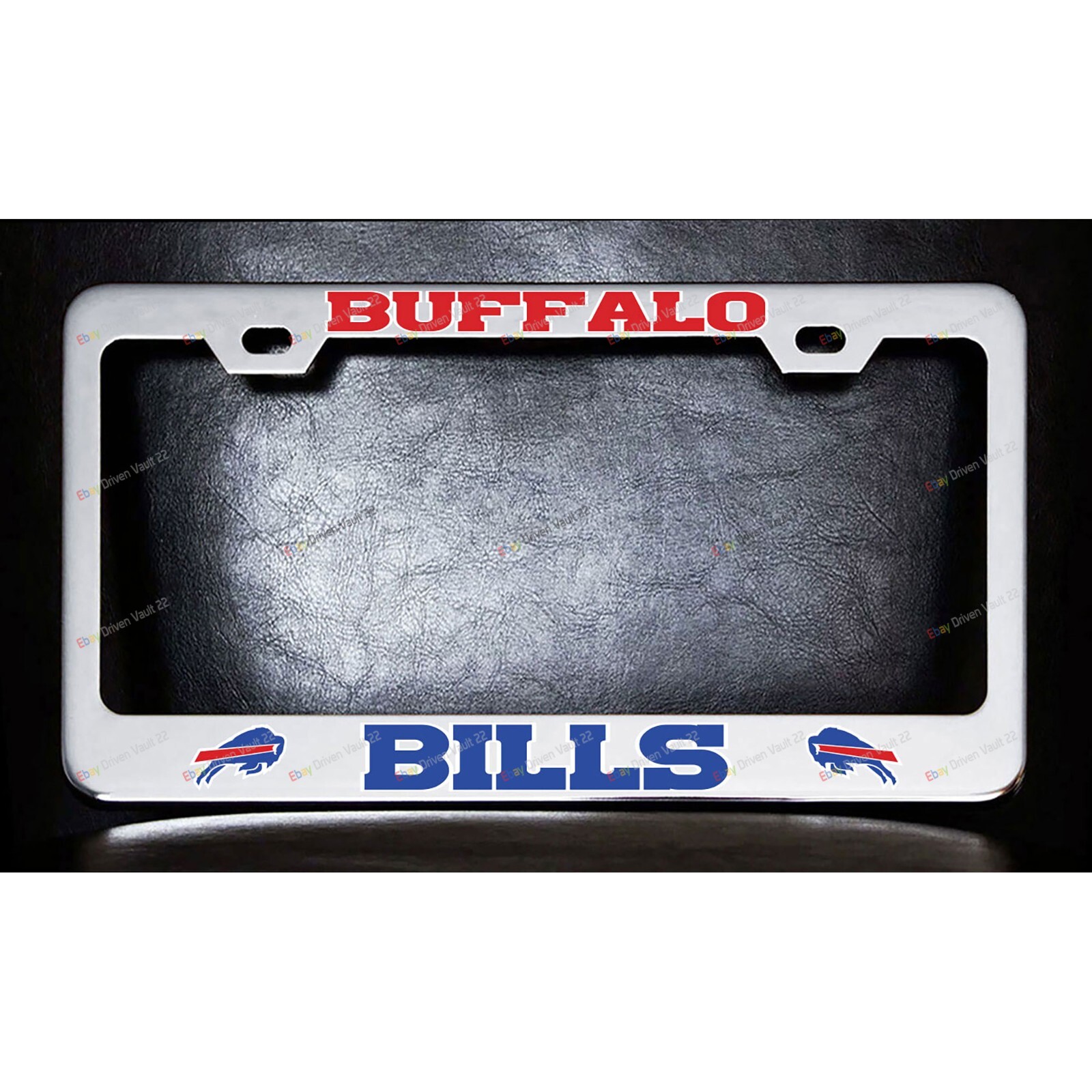 Buffalo Bills Custom Made chrome metal License Plate Frame Screw Caps