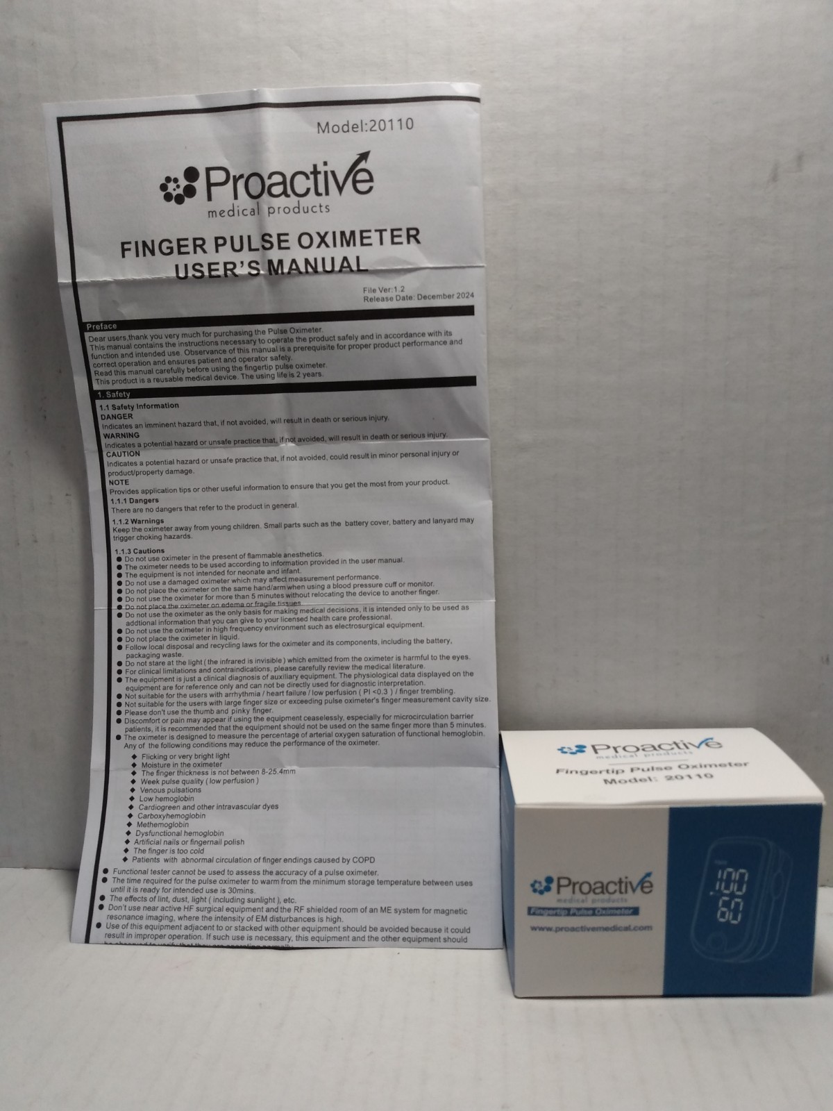 Proactive Medical Products Fingertip Pulse Oximeter With Lanyard [Model: 20110]