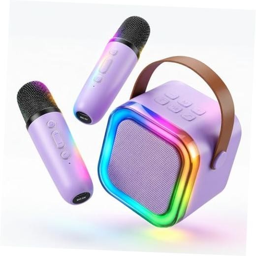 Kids Karaoke Machine, Mini Karaoke Machine for Kids with 2 Wireless Purple