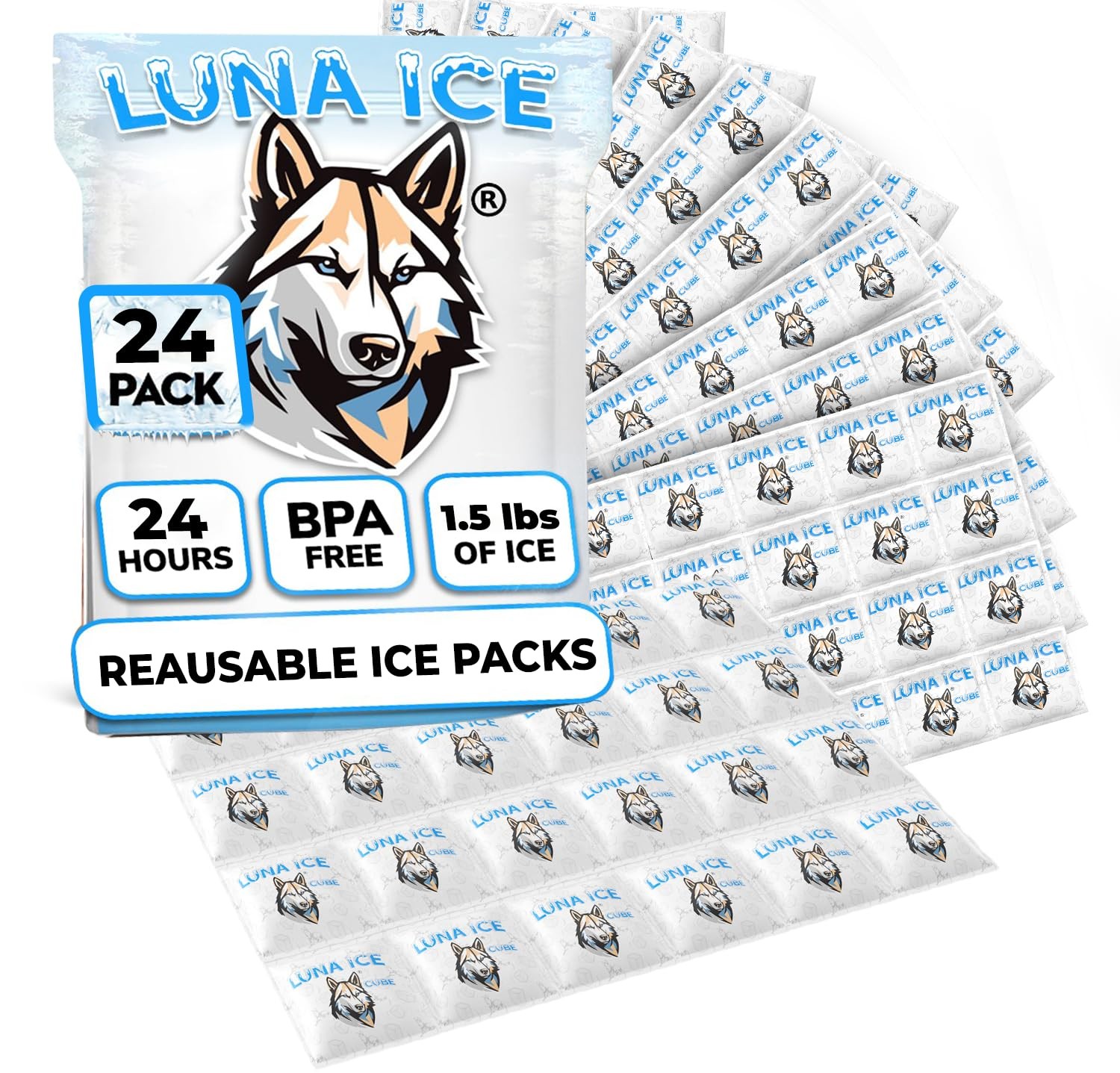 LUNA ICE Dry Ice Packs for Shipping Cubes - Long Lasting ice Small, Blue