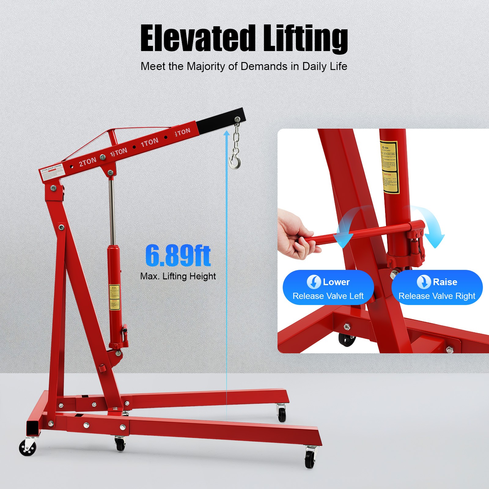 4409LBS 2 TON Heavey Duty Engine Motor Hoist Cherry Picker Shop Crane Lift New