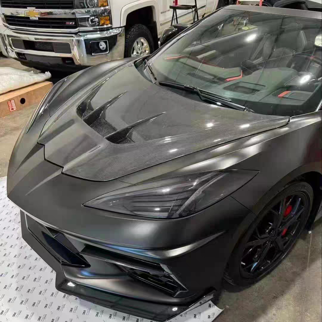 ZR1 Vent Style Carbon Fiber Hood Bonnet for Chevrolet Corvette C8 Bodykit