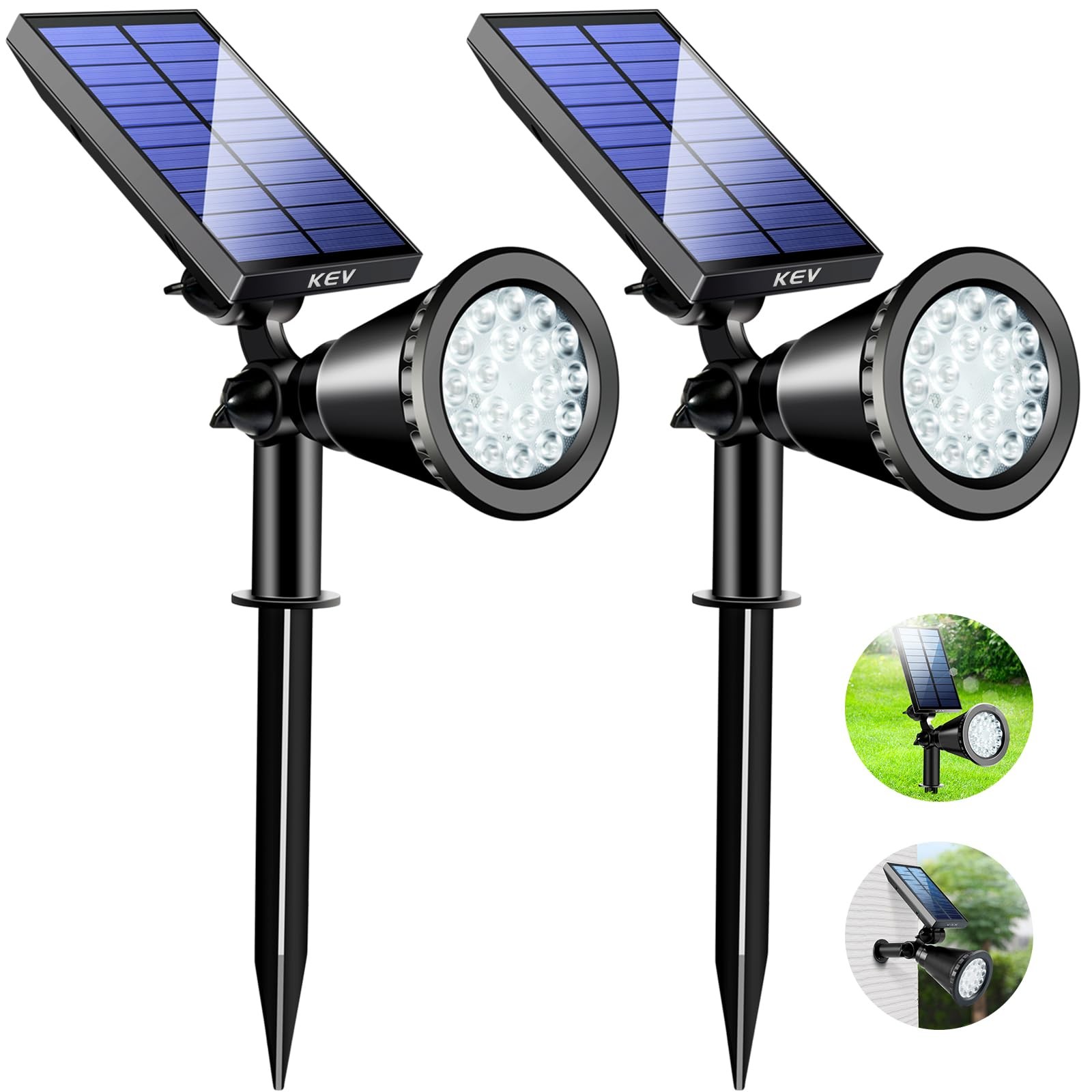 800 Lumens Solar Spot Lights Outdoor,18 LEDs Solar Flood Lights with 2 Modes ...