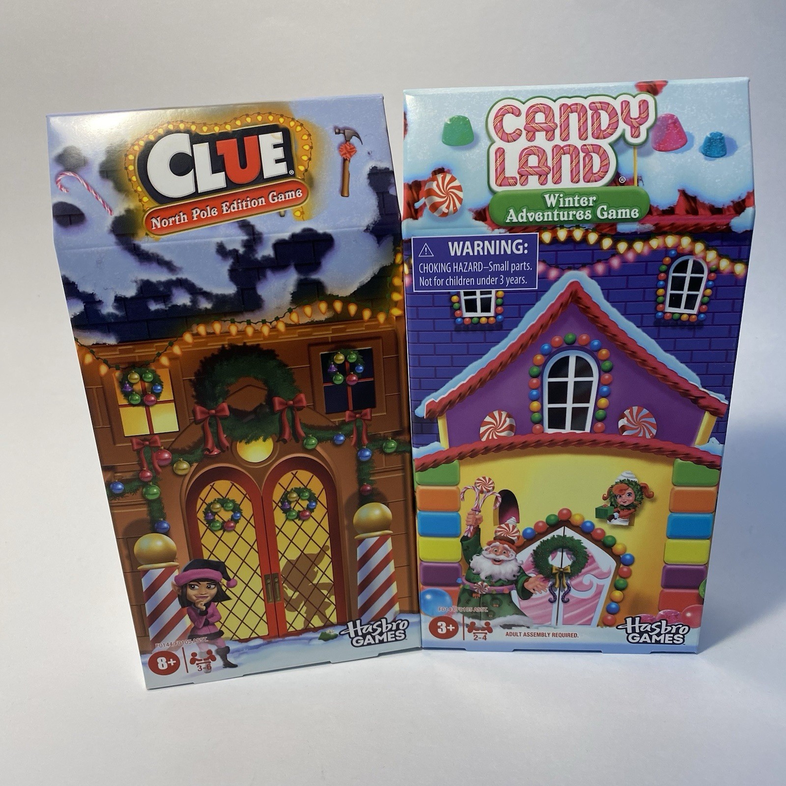 Hasbro Clue North Pole Edition & Candy Land Winter Adventure Family Board Game