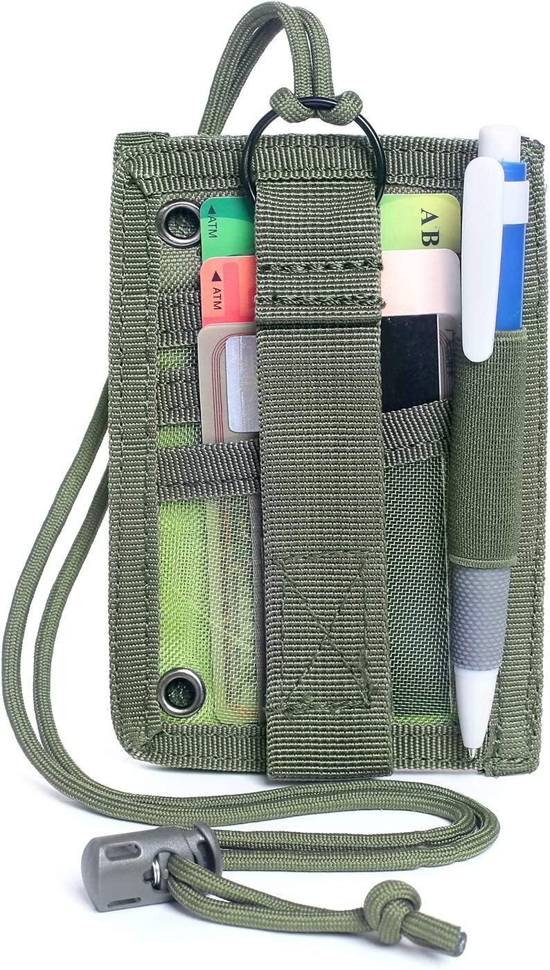 Tactical ID Card Holder Hook & Loop Patch Badge Holder Neck Lanyard Key Ring USA