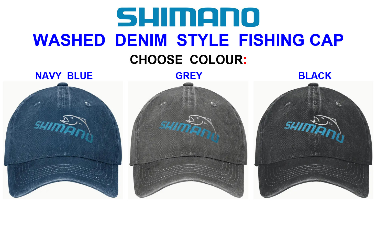 SHIMANO WASHED DENIM FISHING BASEBALL CAP GAME COARSE FLY SEA FISHING TACKLE