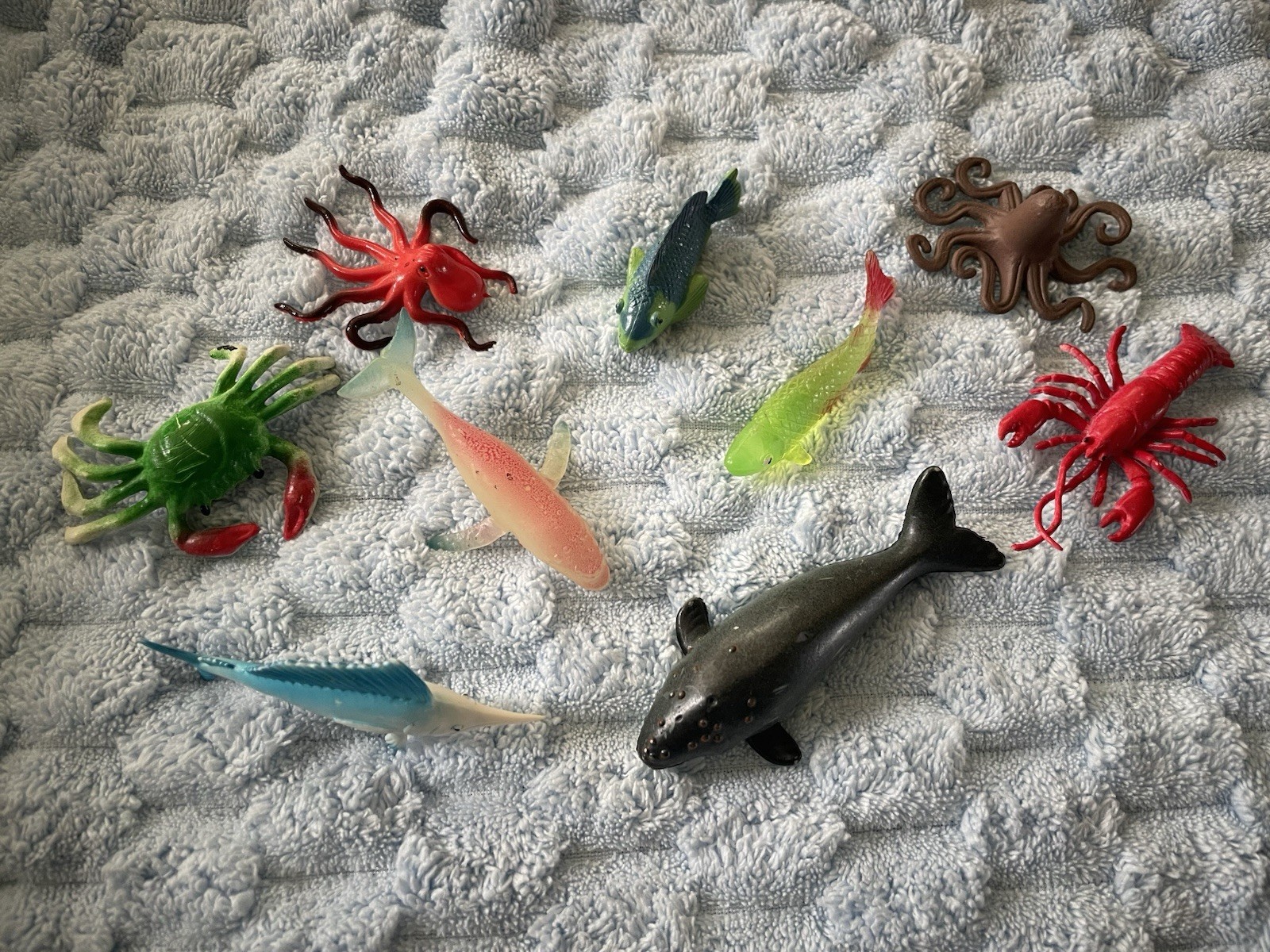 Marine Sea Life Vtg 90’sEarly 2000’s PVC Toys 1991 Right Whale K & M Parrotfish