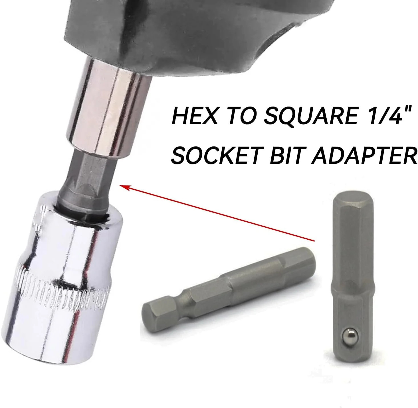 8 Pieces 1/4 Hex to Socket Adapter, 1/4" Square Bit...