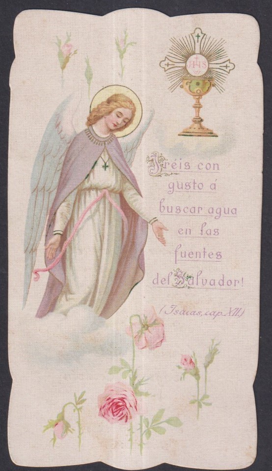 Holy card antique del Angel Custodio estampa santino image pieuse