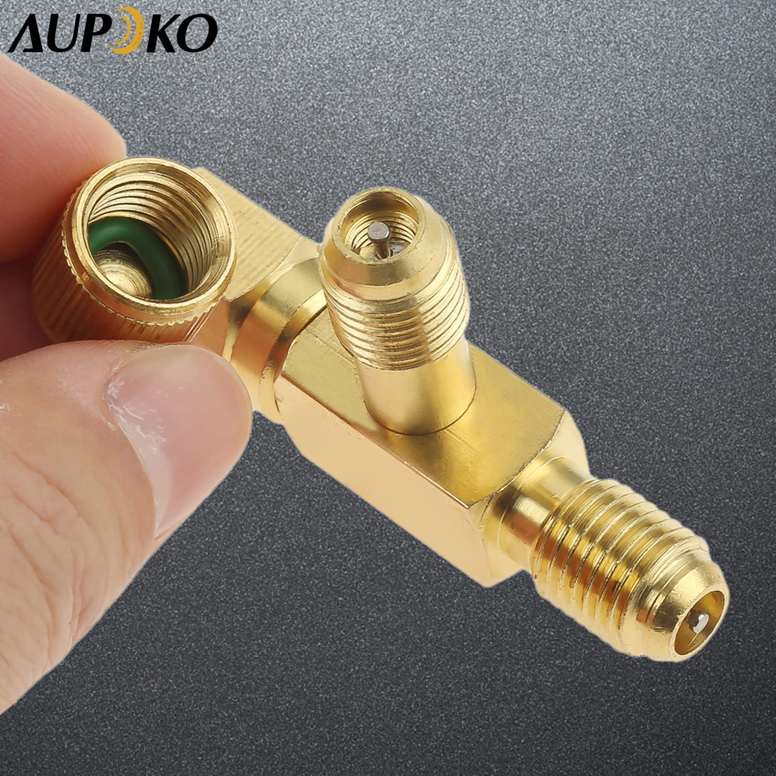 Aupoko Quick Coupler Access Tee, 1/4'' Valves Core Tee Adapter 1/4 inch, Gold