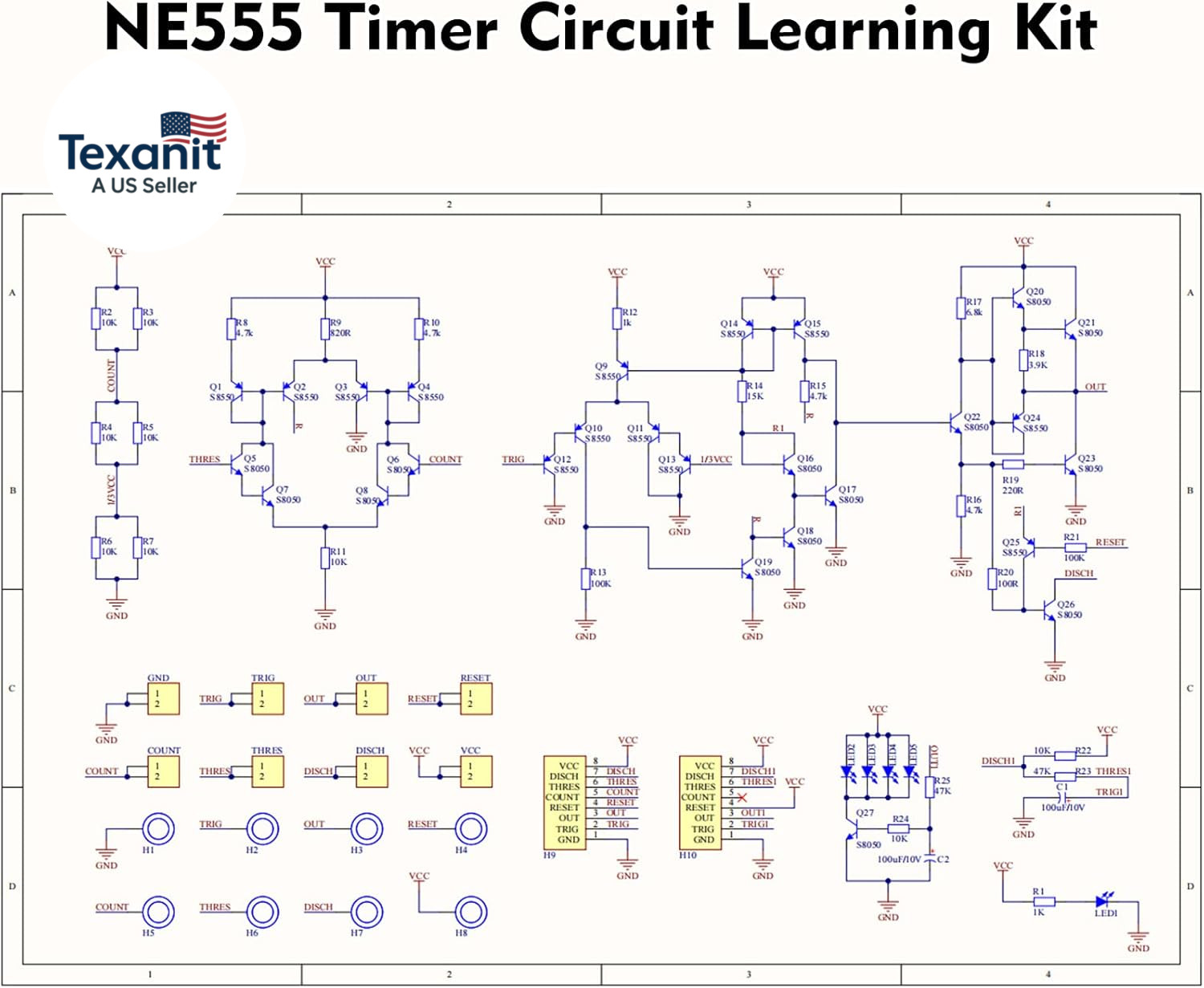 NE555 Simulation Soldering Project Kit, DIY Electronic Kit with Breathing LED M