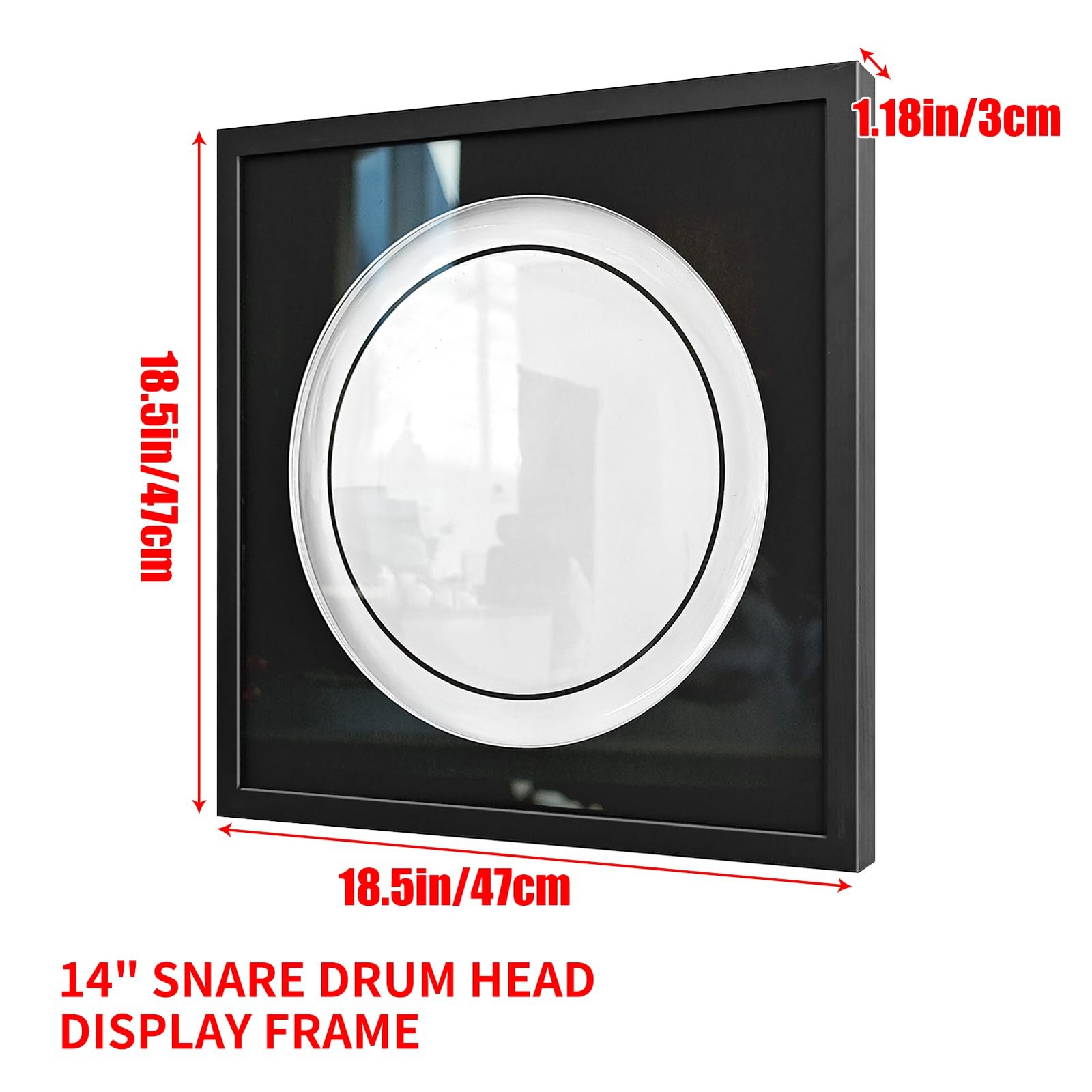 14" Drum Head Display Case - Wall Mount Shadow Box for Signed Memorabilia