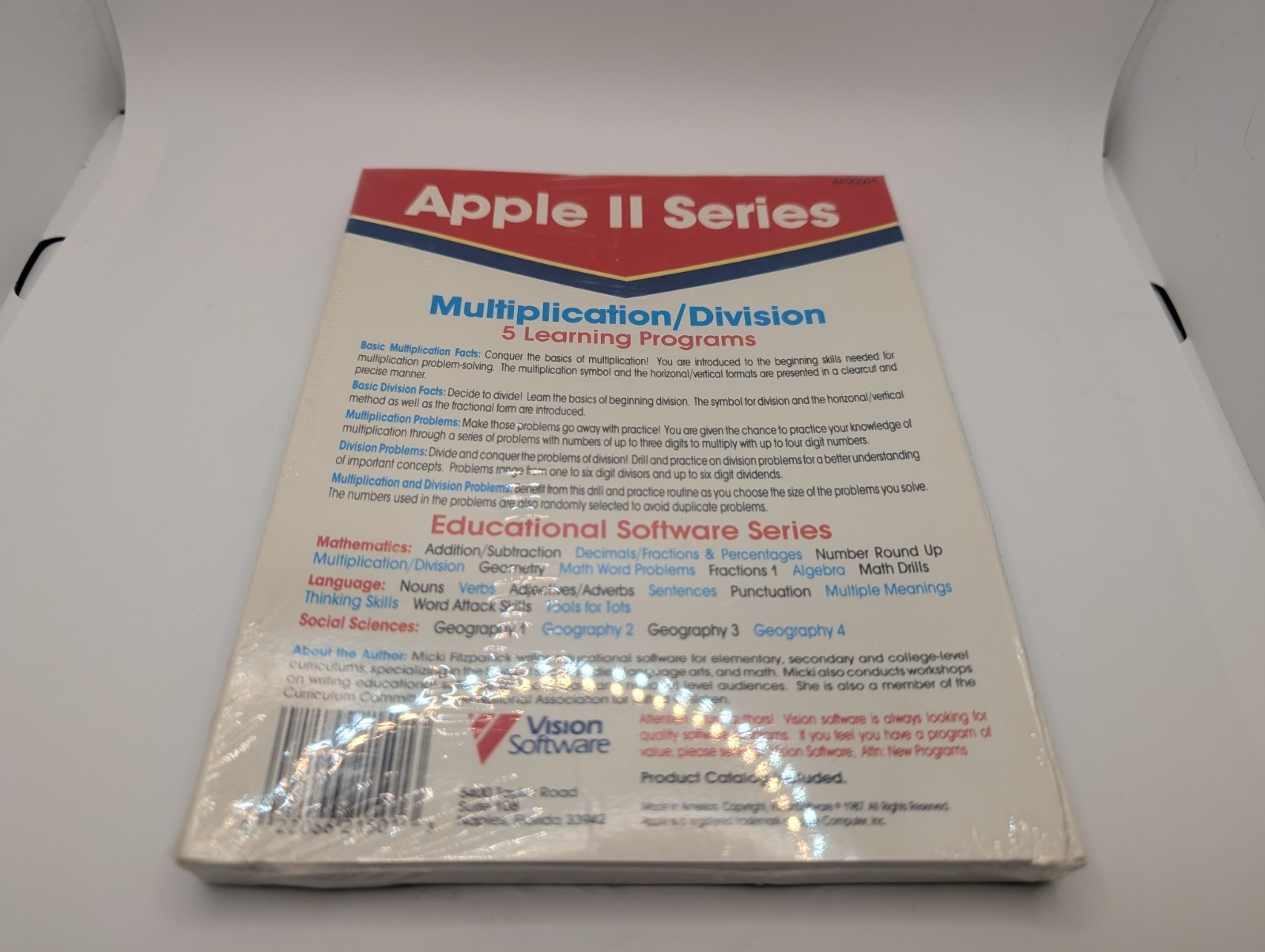 Multiplication/Division for Apple IIe, IIc by Vision Software NEW SEALED!