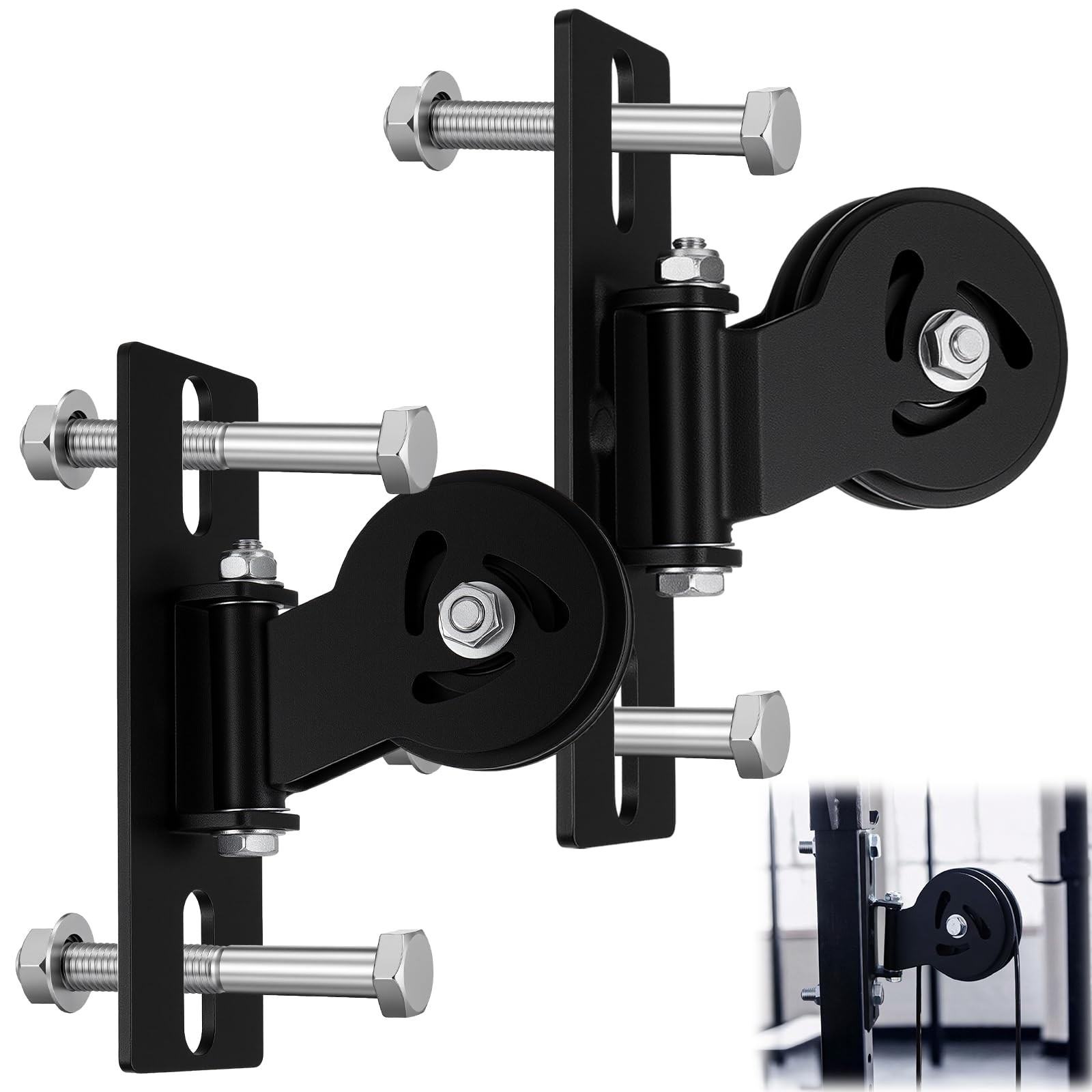 2 Pack Cable Pulley System for Squat Racks Power Rack Pulley Attachment Fits ...