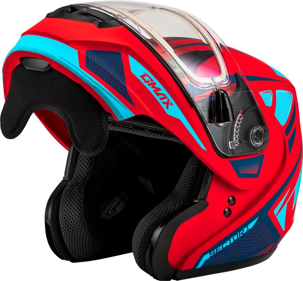 Gmax MD-04 Snow Helmet Sector Matte Red Blue Electric Shield Size Large