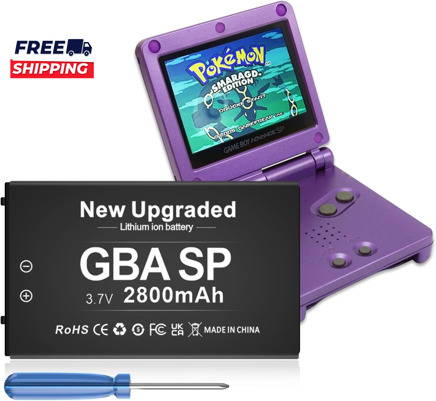 GBA Sp Battery  Upgraded (2800Mah) Ultra High Capacity Rechargeable