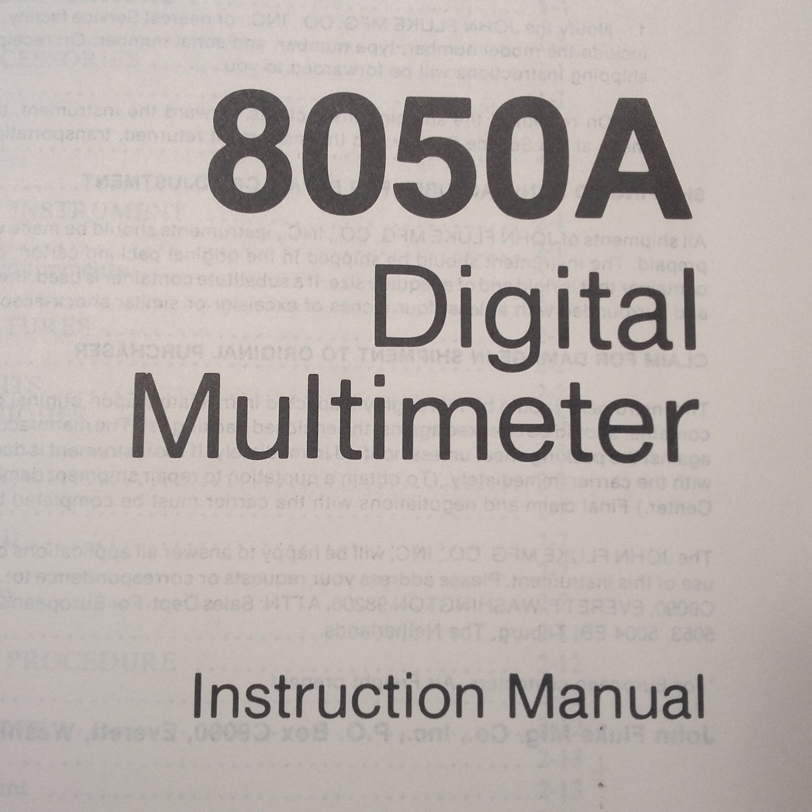 HP 8050A Multimeter Instruction Manual
