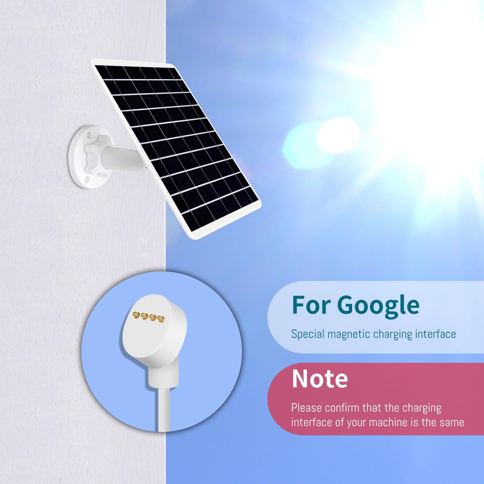 8W Solar Panel Compatible with Google Nest Camera Outdoor & Indoor (Battery V...