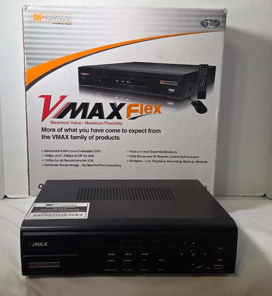 V/Max by Digital Watchdog DW-VMAX4 4-Channel, 500GB HDD DVR for PARTS/REPAIR ONL
