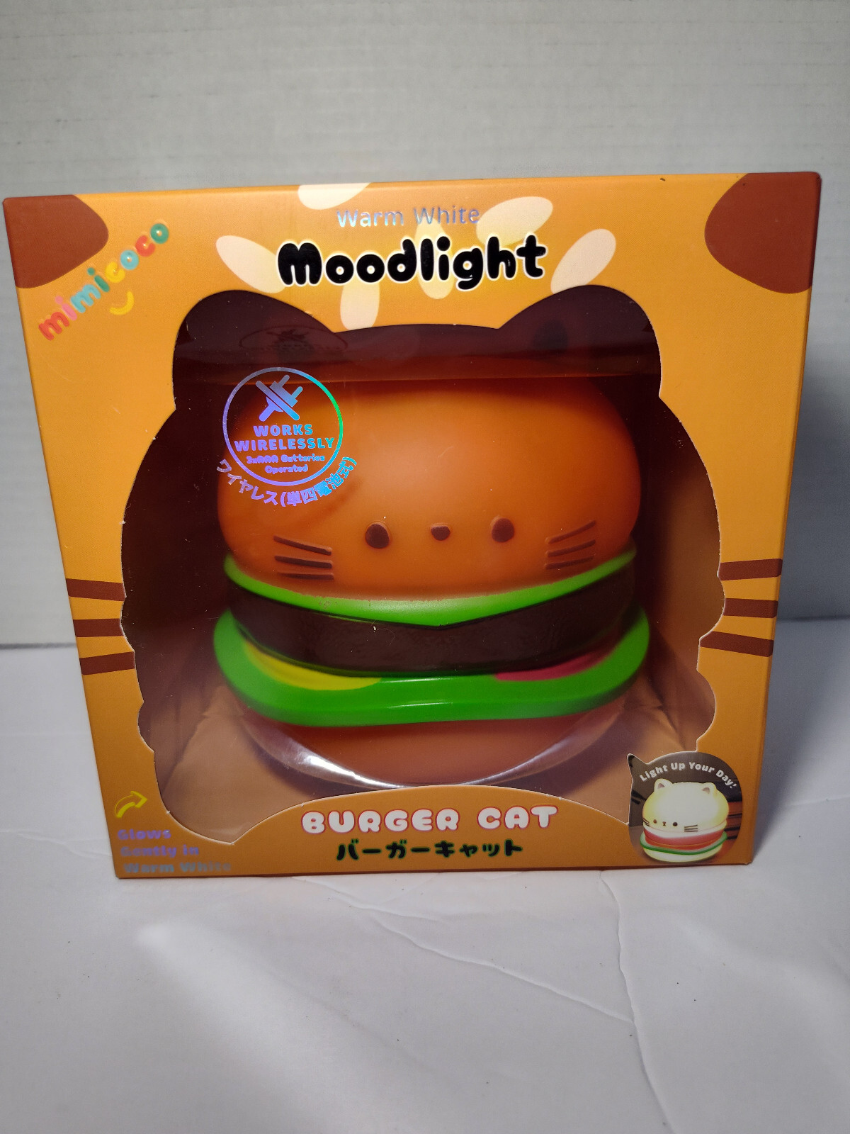 Mimicoco Burger Cat Warm White Mood Light Nightlight NEW Sealed LED Lamp