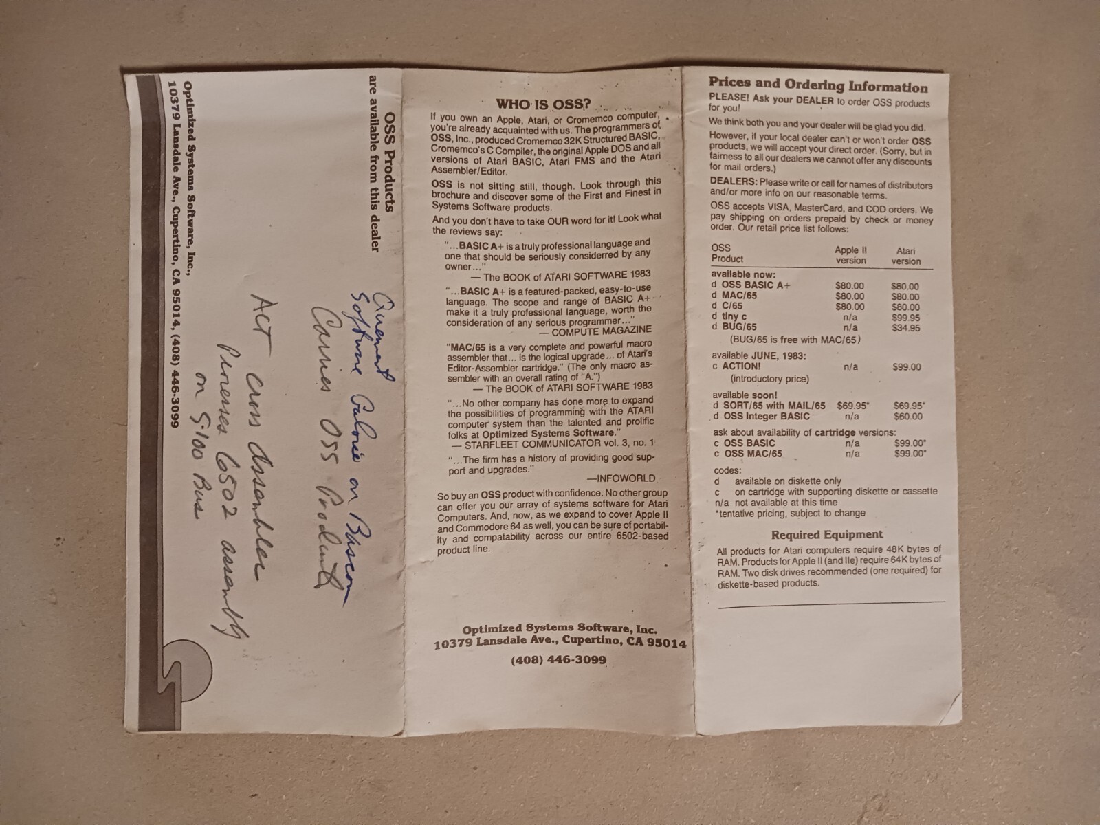 Optimized System Software (OSI), Inc. Mailing Brochure - All Current Products