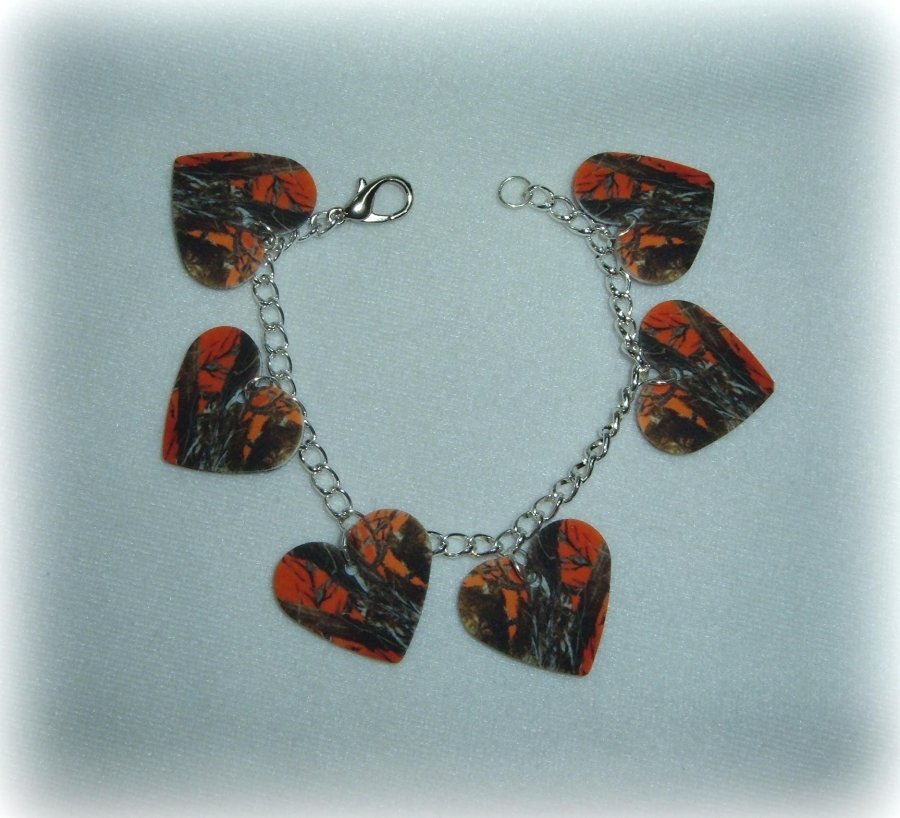 mossy oak break up blaze orange real tree camo camouflage bangle charm bracelet