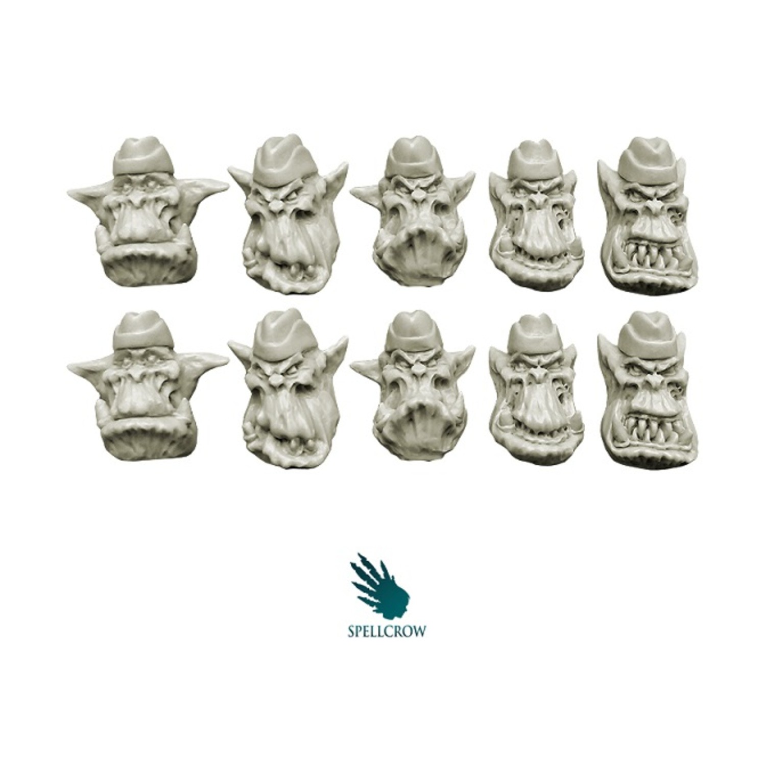 Spellcrow Orcs Orc Heads in Side Caps Pack New