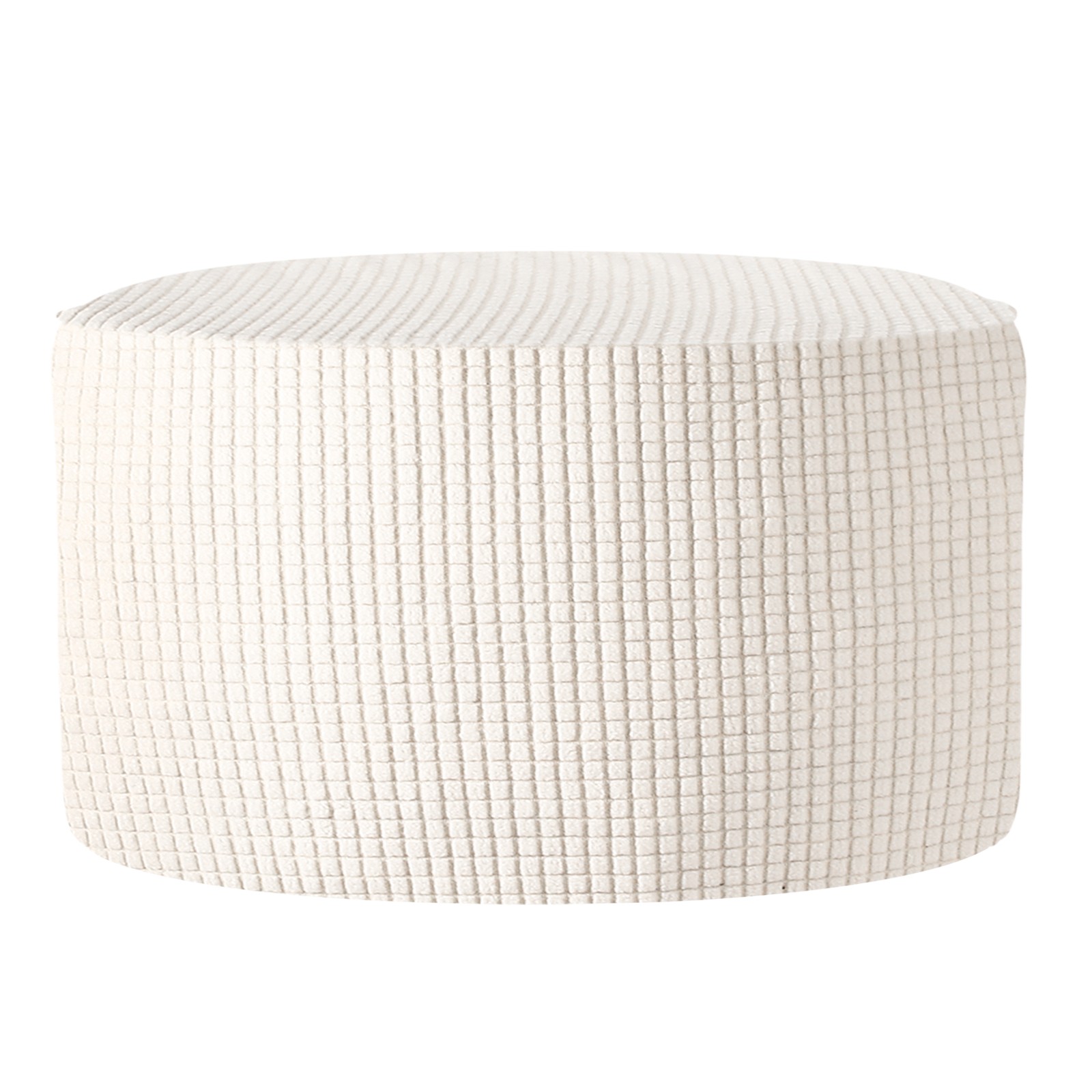 Ottomen Cover Round with Elastic Bottom, (Medium Size, White)