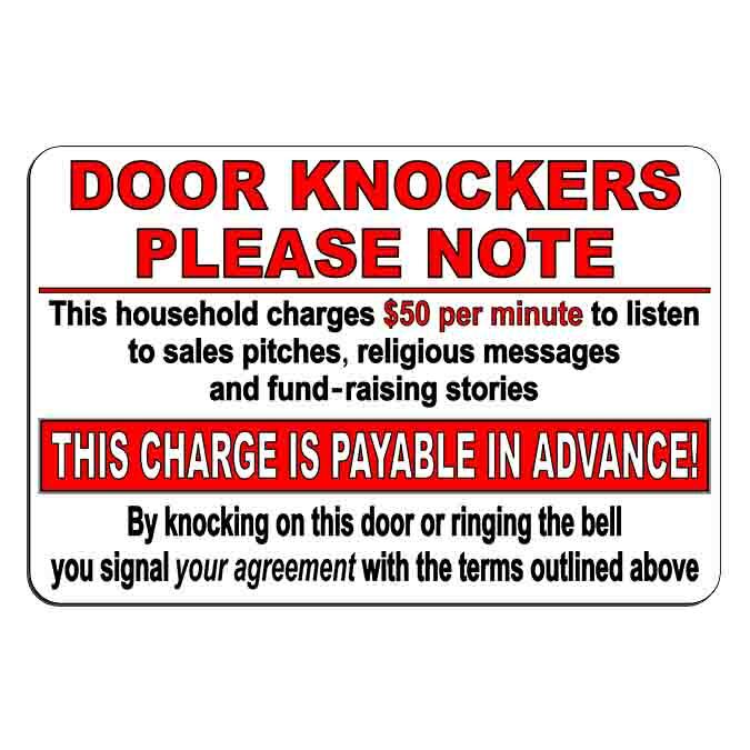 Door Knockers Pay $50 Minute To Knock Do Not Disturb Heavy Duty Metal Sign