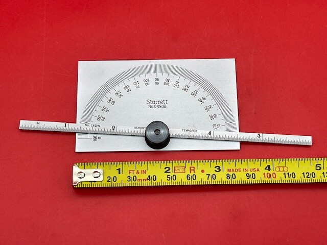 Starrett C493B Protractor / Depth Gage,  6", 0-180 Degrees, Satin Chrome Finish