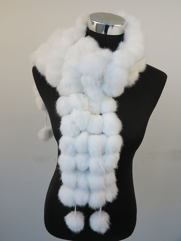 100% real rabbit fur pom poms scarf/ cape/ wrap 7 wonderful color available
