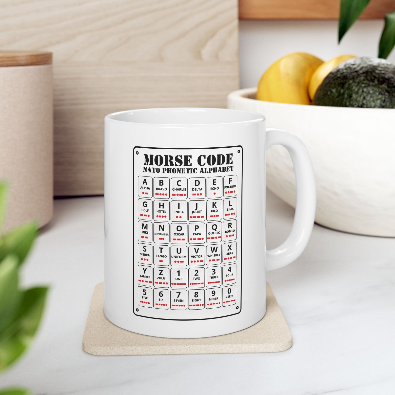 Ham Radio Callsign Mug Ceramic Mug | ARRL Logo, Morse Code & NATO Chart
