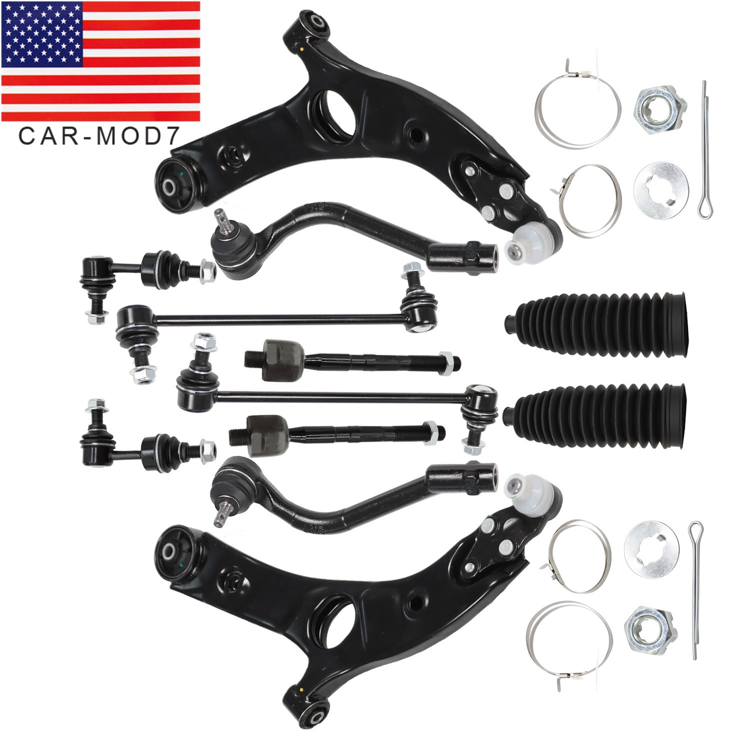 For Kia Optima 12Pcs Front Control Arm w Ball Joints Tie Rod Sway Bar End Link