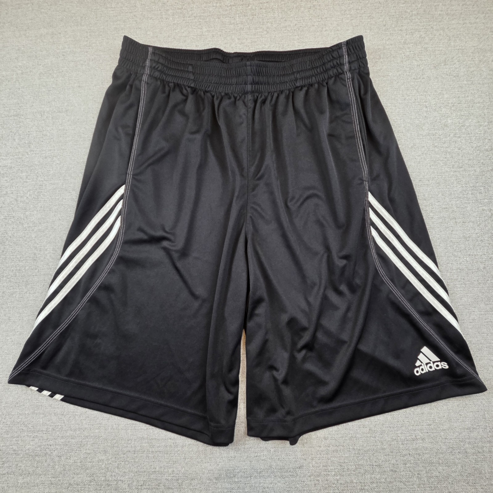 Vintage Adidas Black Basketball Shorts Men's XL Three Stripe Silky Y2K Baggy