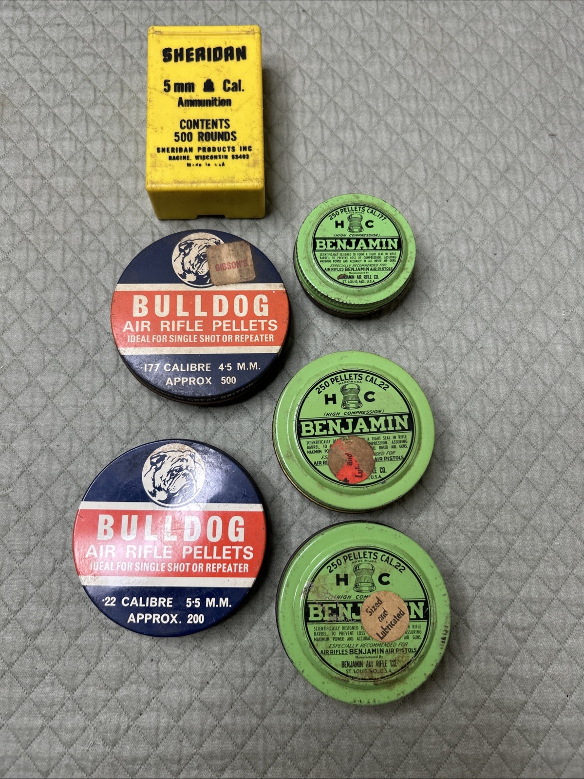Benjamin Lead Air Rifle Shot Round Tin Vintage 1960s Bulldog & More