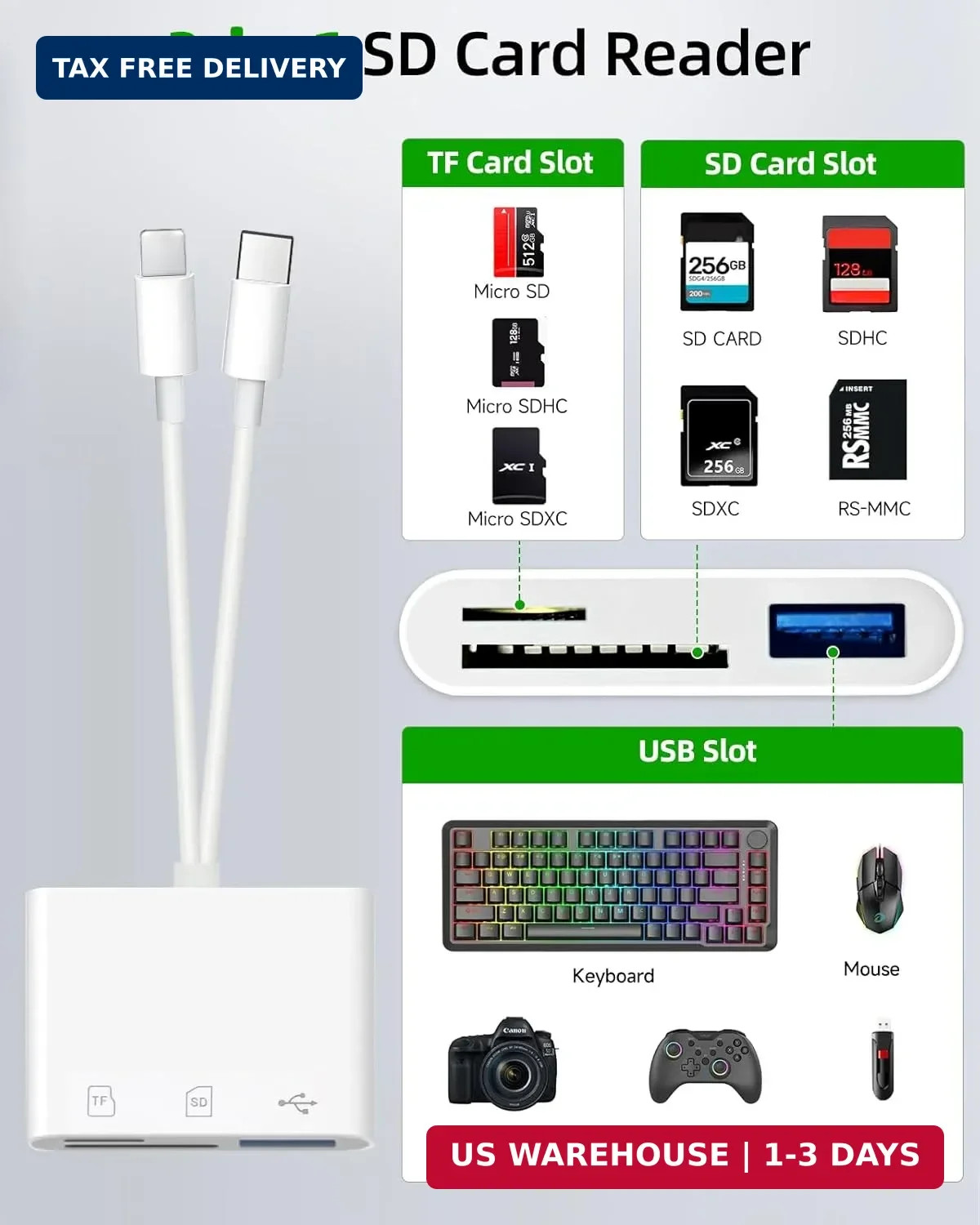 PIYILO SD Card Read for iPhone, USB C Micro SD Card Adapter, Memory Card Reader