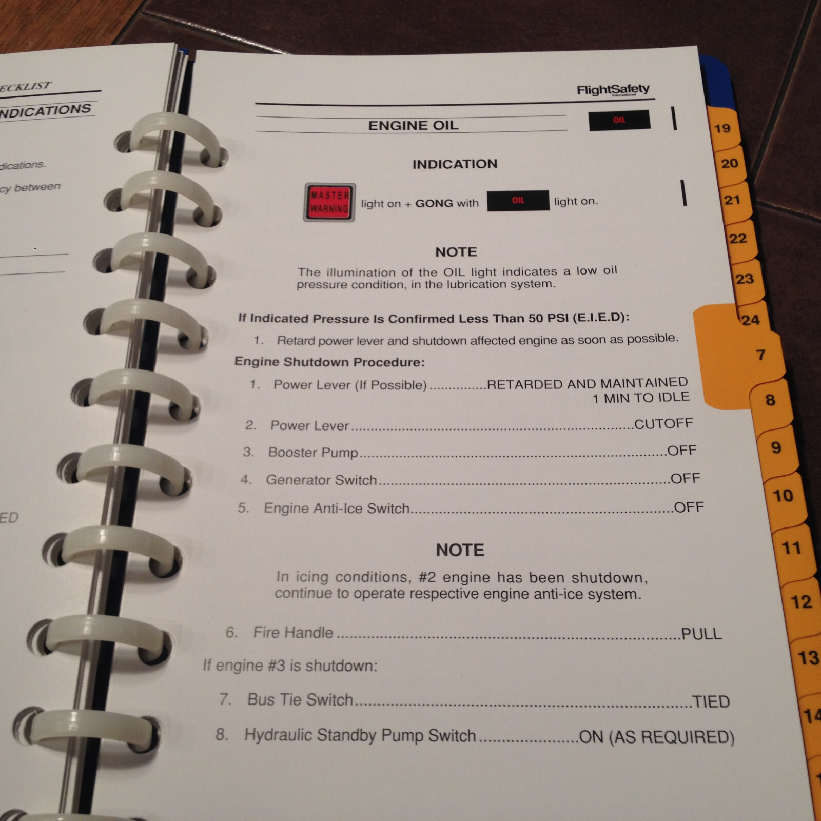 Falcon 50EX Emergency Abnormal Procedures Pilot Checklist