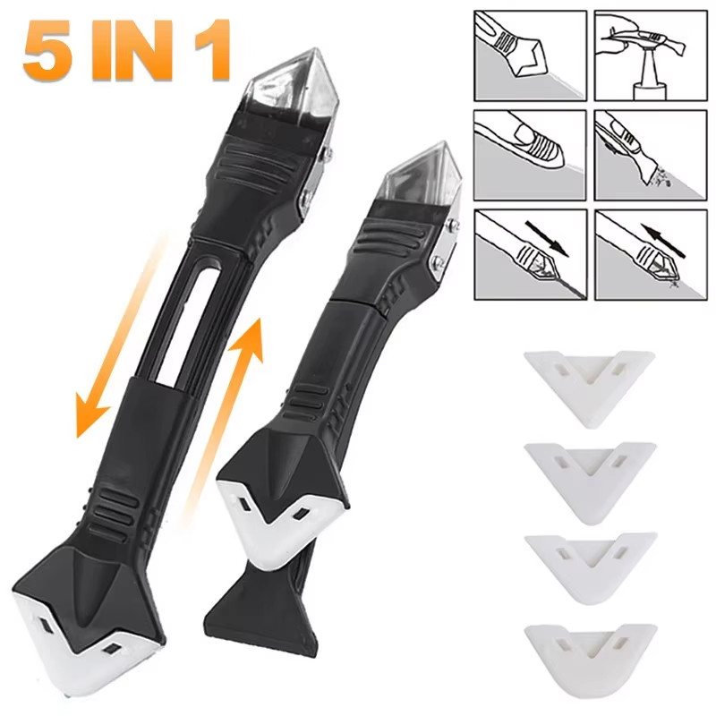 5-in-1 Silicone Spatula and Squeegee Tool for Cleaning and Caulking