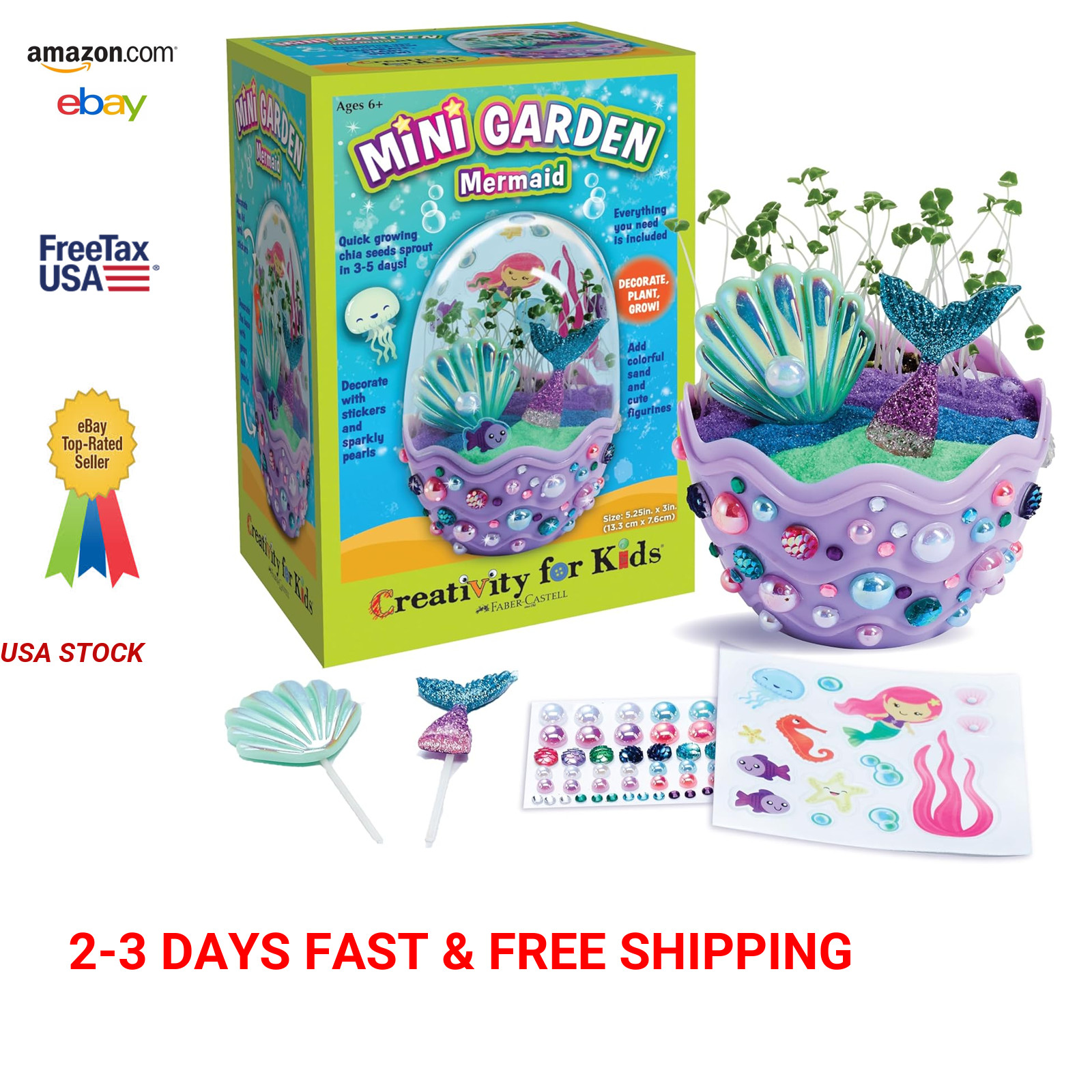 Mini Garden Kit Mermaid Terrarium Craft for Kids Ages 6-8 STEM Science Plant
