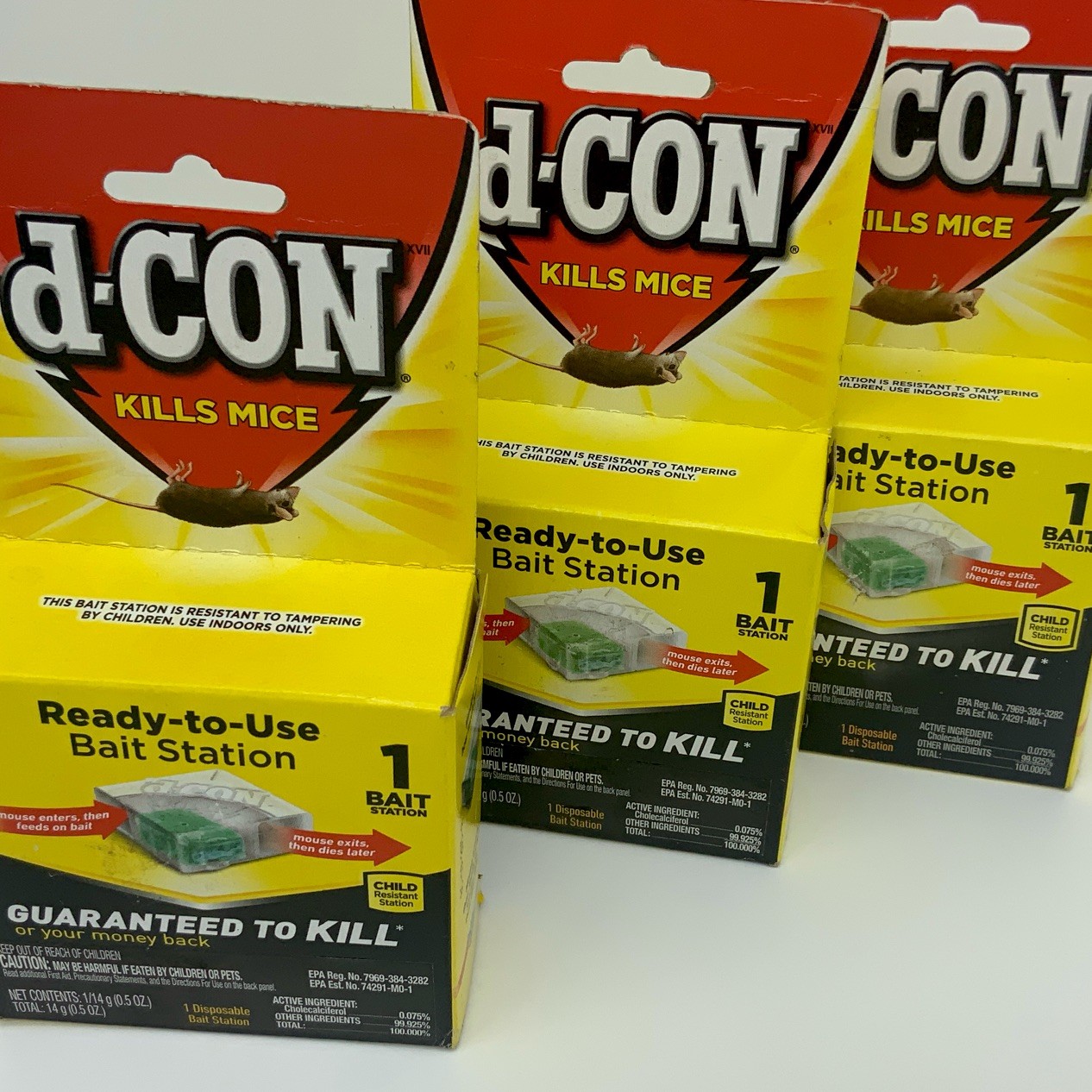 d-CON (3 Pack) Ready-To-Use Indoor Child Resistant Bait Station for Mice