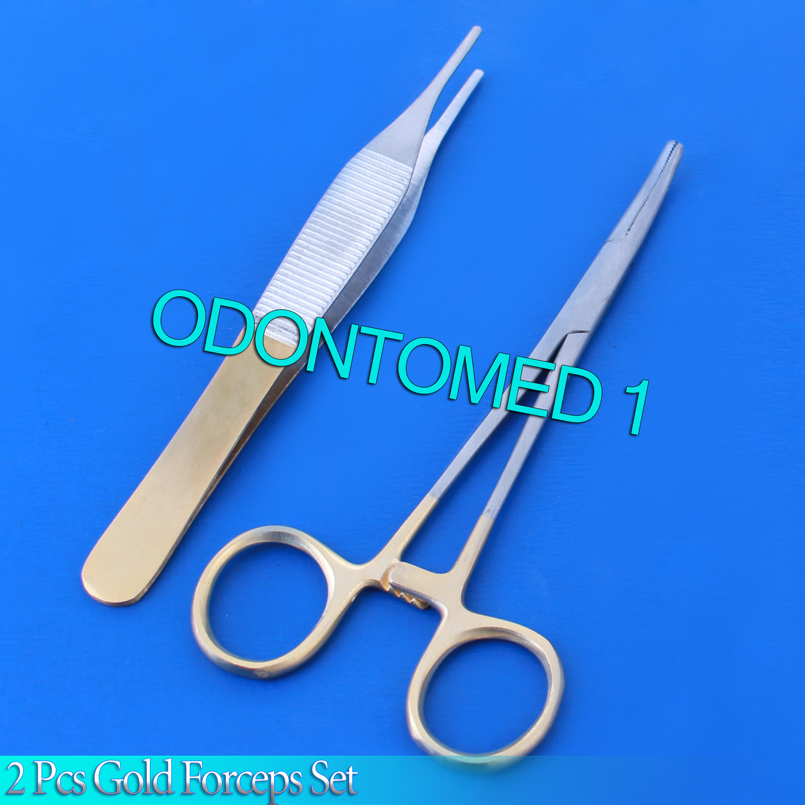 2 PCS GOLD HANDLE SUTURE KIT MOSQUITO CVD 5" + ADSON DRESSING FORCEPS